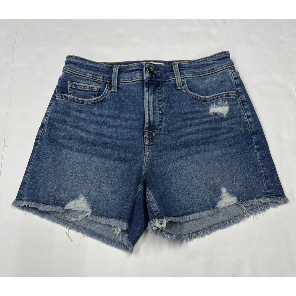 7 For All Mankind Jen7 Shorts Frayed Hem Denim Shorts Womens 4 Stretch Festival